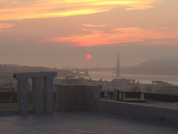 Sunset Behind Golden Gate Bridge From Nob Hill