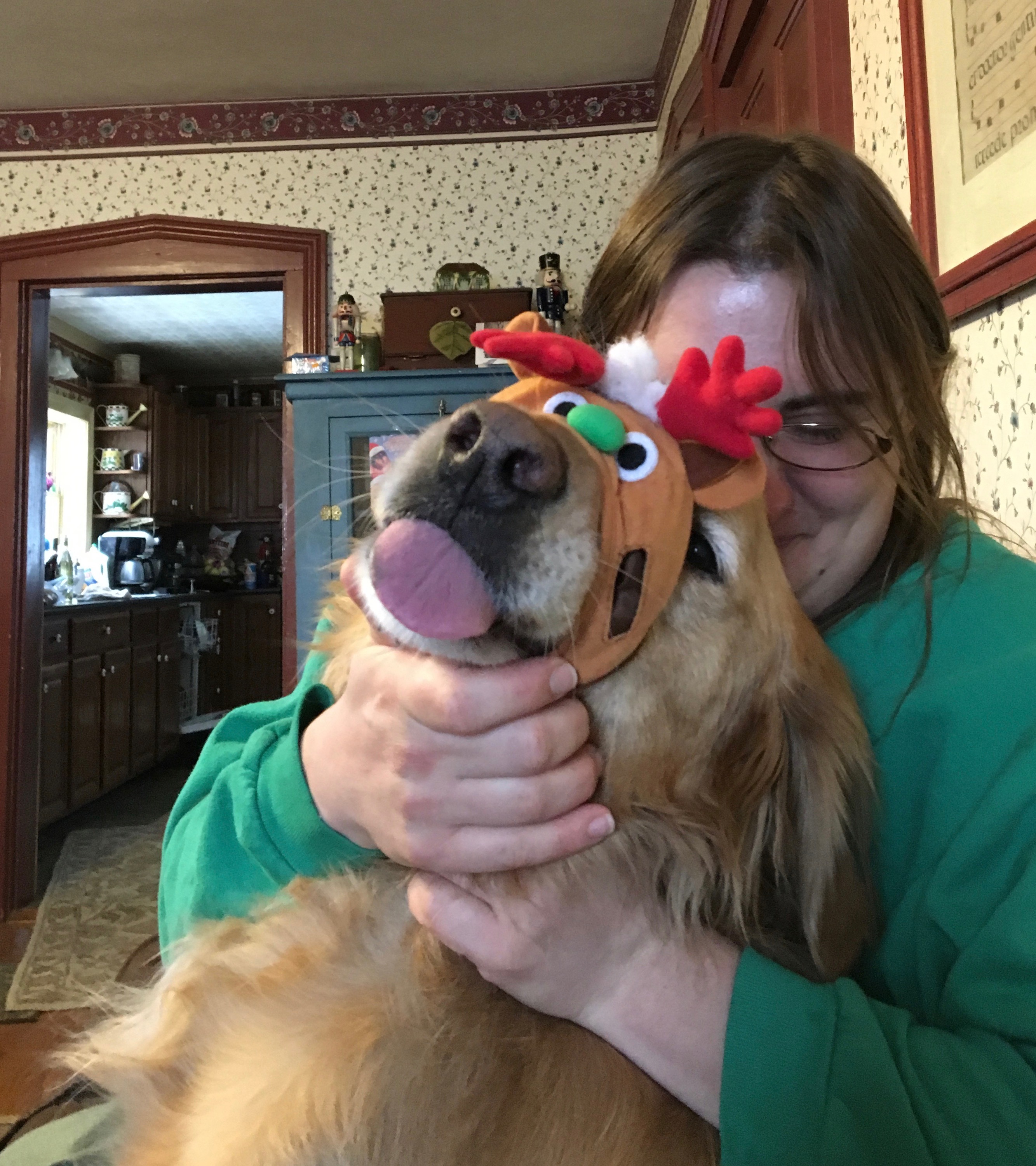 Woman Playing With Golden Retriever