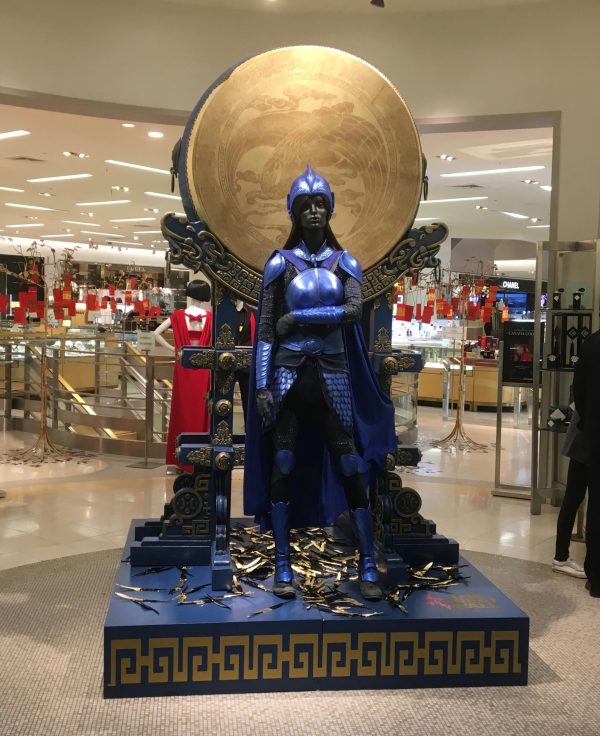 Statue Of Woman In Blue Armor