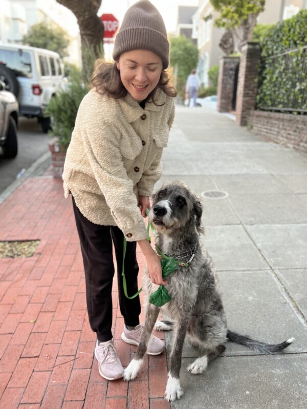 Woman With Great Dane Poodle Mix