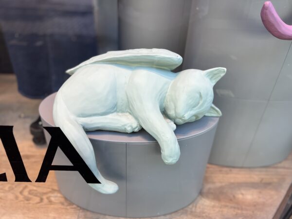 Cat Statue With Wings Napping