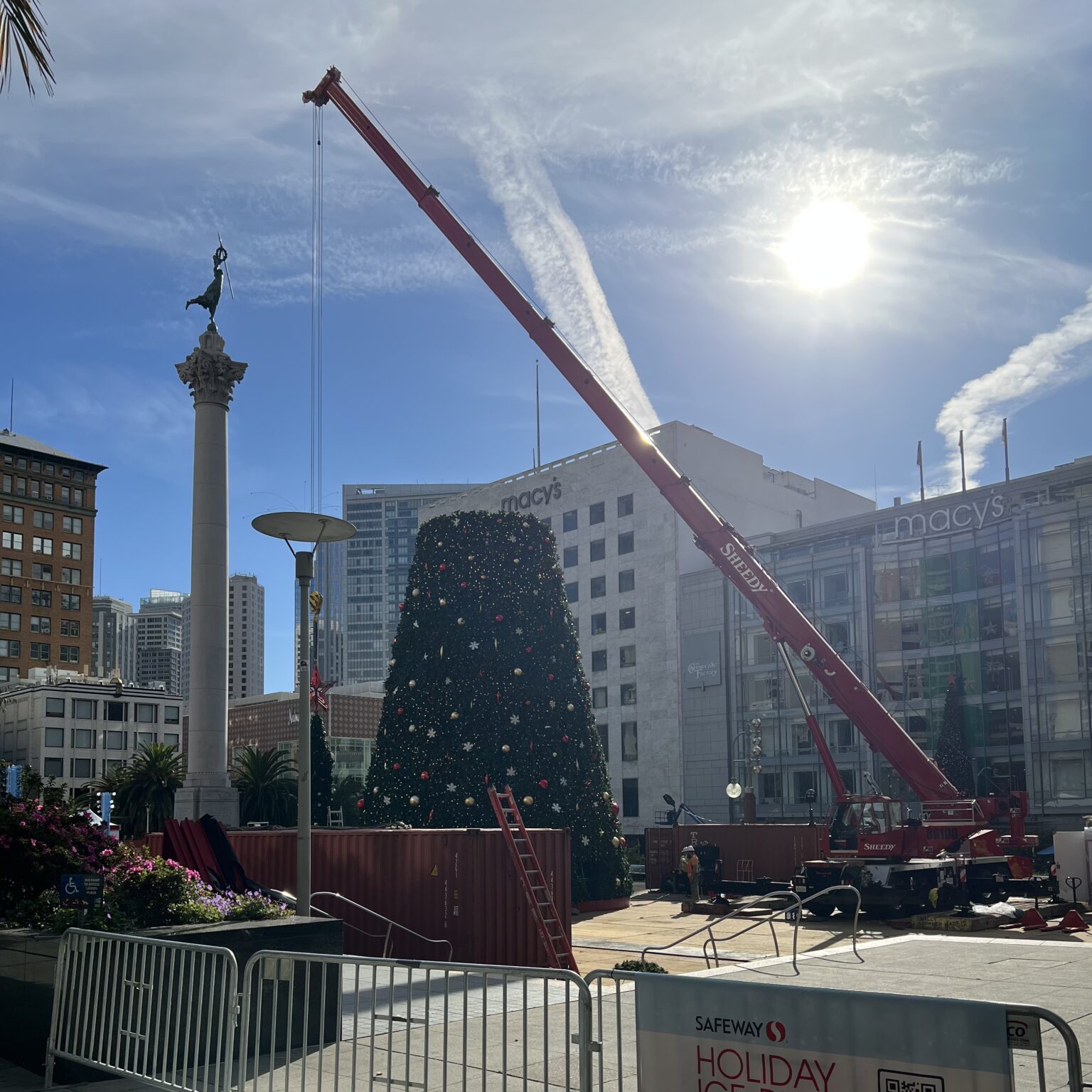 Union Square Christmas Tree Being Assembled