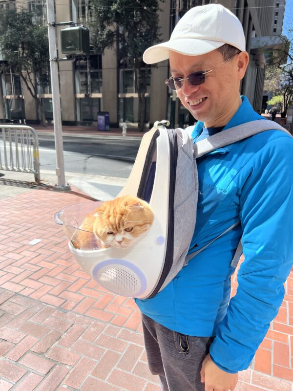Man With Cat In Front Pack Cat Carrier